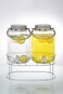 Orchid Dual 4L Glass Beverage Dispenser with Metal Handle and Stand