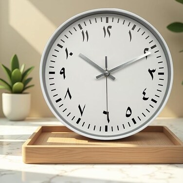 ORCHID ARABIC NUMBERS WALL CLOCK 25 CM WHITE