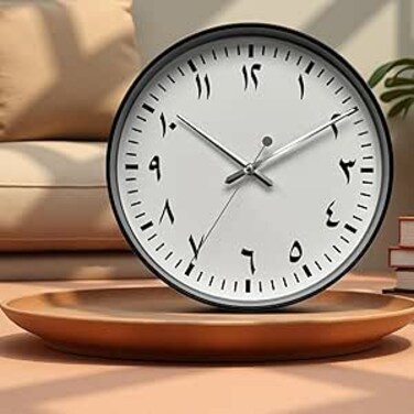 ORCHID ARABIC NUMBERS WALL CLOCK 30 CM BLACK