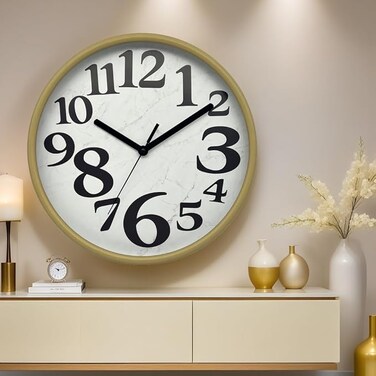 ORCHID MARBLE FACE WALL CLOCK 30 CM WHITE