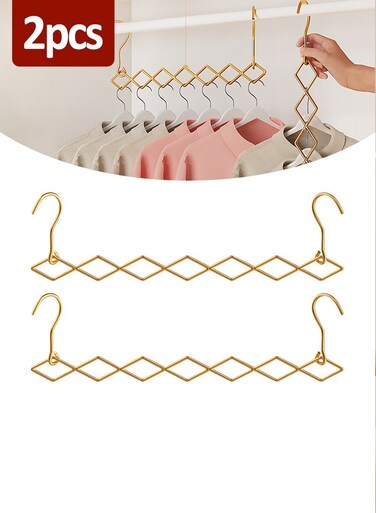 2pcs Multifunctional Clothes Rack, Stainless Steel Folding Multi-Layer Hanging Clothes Rack, Household Organizer Wardrobe Storage Artifact, Drying Clothes Without Taking Up Space, 7 Holes Clothes Rack Wardrobe Storage Hangers