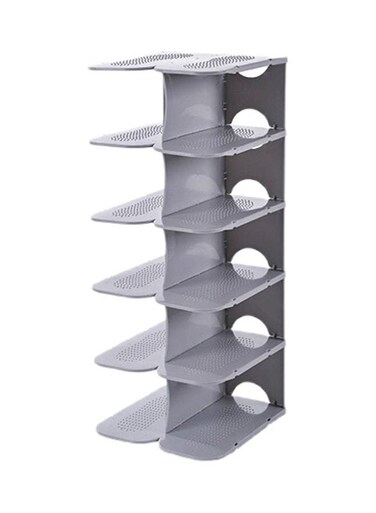 Multi Steps Adjustable Plastic Shoe Organizer Rack Blue 26.3x24x66cm
