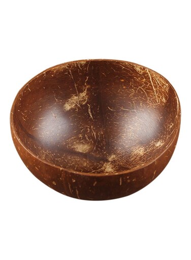 Natural Coconut Shell Bowl Ice Cream Fruit Container Handicraft Decor Brown 13.55x13.55x5.25cm