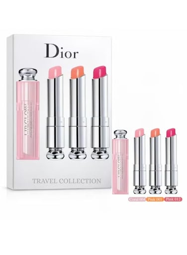 Dior Addict Lip Glow Lip Balm Set 3pcs &ndash; 001 Pink, 004 Coral, 012 Pink Hydrating Color Reviver Balm 3.2g Each