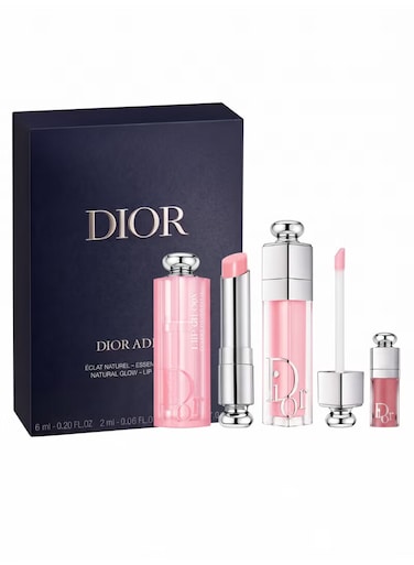 DIOR ADDICT 3-Piece Lip Glow Gift Set 001 Pink &ndash; Lip Glow Color Reviver Balm SPF 10 + Lip Maximizer Plumping Gloss + Mini Lip Glow   Cherry Oil   Hyaluronic Acid   Natural Glow Lip Essentials   Luxury Gift