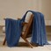100% Cotton Waffle Weave Throw Blanket (127 cm x 152 cm), Soft Lightweight Breathable Cozy Summer Throws for Couch Bed Sofa, Luxury Aesthetic Woven Blanket for Home Decor &amp; Office, Navy Blue