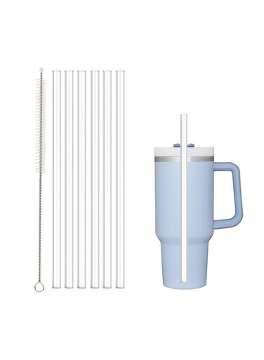Pack Replacement Straw for Tumbler, Reusable Clear Straws Compatible,Straws with Cleaning Brush for Tumbler