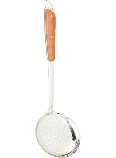 WOODEN HANDLE SKIMMER Silver/Brown 38cm