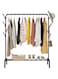 Dubai Gallery Clothes Hanger Garment Rolling Rack, Multi-Functional Single Pole Bedroom Clothing Rack With Wheels, Metal Clothes Stand Rack With Rod And Lower Storage Shelf For Indoor Bedroom