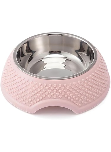 Joyzzz Bowl for Dogs, Durable Stainless Steel Dog Bowls, Pets Cats Dogs 2 in 1 Food Water Bowls, Dog Bowls with Anti-Skid Rubber Base, Pet Bowls Suitable for Small, Medium, Large Dogs (Pink)