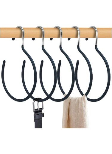 5 Pack Scarf Ring Hangers &acirc;&euro;&ldquo; Non-Slip Belt Rack for Closet &acirc;&euro;&ldquo; Multi-Purpose Hanging Hooks for Scarves, Belts, Ties, Bags, Hats &acirc;&euro;&ldquo; Space-Saving Closet Organizer Storage Accessories &acirc;&euro;&ldquo; Black