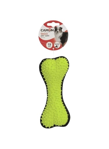 Camon Latex and Polyester Nubby Bone with Squeaker-19Cm