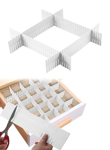PCS Drawer Divider Organizer, 37cm DIY Adjustable Drawer Dividers for Dresser Kitchen Office Bedroom (White)