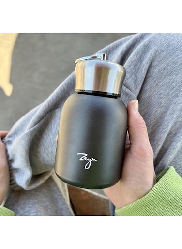 Mini Portable Sport Water Bottle, Small Water Bottle, Stainless Water Flask, for Coffee Hot Cold Drink, Black