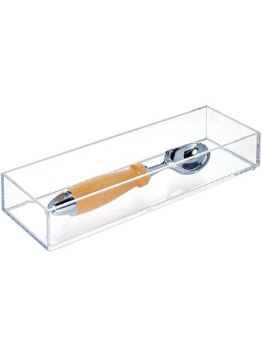 Idesign Clarity Plastic Drawer Organizer, Storage Container For Silverware, Utensils, Kitchen Gadgets In Pantry, Cabinets, Countertops, 4" X 12" 2" - Clear