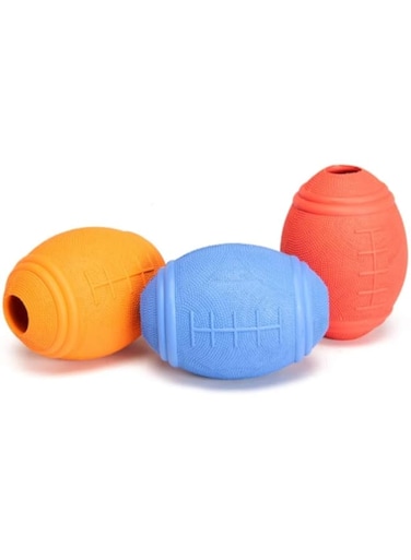 Camon Rubber Rugby Ball Toy, Rubber Ball Toy For Dogs, Toys for Aggressive Chewers, Pet Friendly Washable Dog Toy, Durable and Interactive Toy, Non-Toxic Natural Rubber Chew Toy, Balls for Puppies