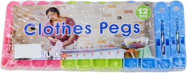 Mondex Durable Polypropylene Plastic Pegs for Laundry, Clothing Pins, Clothes Drying, and Outdoor Use, 12 Pieces