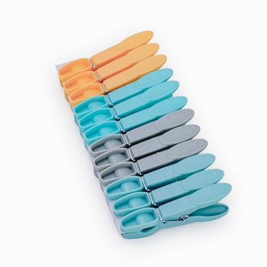 Mondex 12-Pack Mini Plastic Clothes Pegs, 7cm Small Laundry Clips with Steel Springs, Heavy-Duty PP Clothespins, Windproof, Assorted Colors - Drying, Crafts, Photos, Baby, Travel
