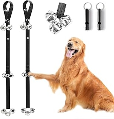 Proxima Direct Dog Doorbells Puppy Bells for Door Knob/Potty Training/Go Outside, Toilet Training Dog Bells and Whistle for Puppies Dogs Pooch Pet Cat, Adjustable Housetraining Bells (2 Pack)