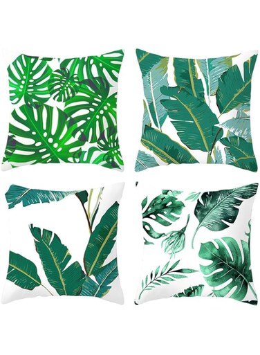 Vparty Throw Pillow Covers Modern Home Art Decor, 18 x 18 Inches Set of 4 Abstract Oil Painting Pillowcases for Bedroom, Living Room, Cushion Couch Sofa, Abstract White Grey (green), SL2438