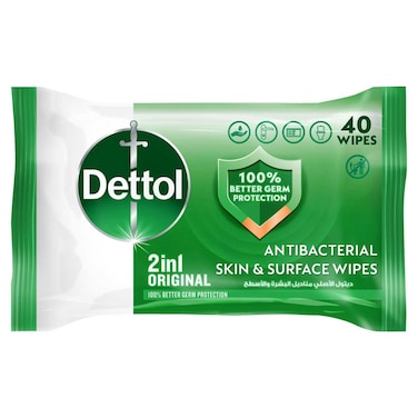 Dettol Original Antibacterial Skin and Surface Wipes, 40 Wipes