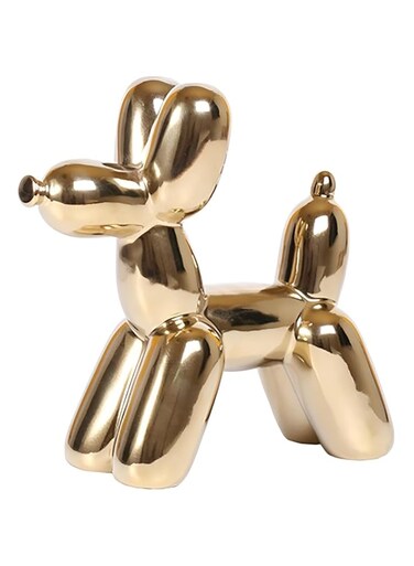 Aputue Balloon Dog Decor, Gold Room Decor Small Dog Statue, Modern Style Gold Balloon Dog, Small Ceramic Animal Statue Handmade Sculpture Ornament for Living Room Office Desktop Cabinet