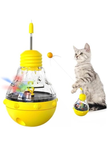 Cat Interactive Toys for Indoor Cats Kitten Wand Toy Weight Loss Lose Kitty Tracking Balls Slow Food Dispenser Feeder Treat Dispensing Feeding Pet Supplies