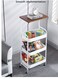 Metal Storage Cart with Table Cart -4 Tier Rolling Cart, Organizer Cart,with Lockable Wheels, for LivingRoom, Bathroom, Bedroom, Office.Kitchen (White)