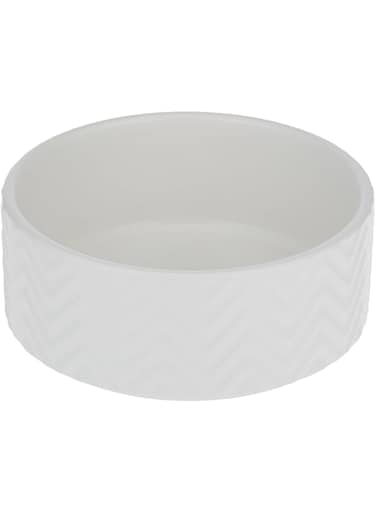 Trixie Wavy Pattern Ceramic Dog Bowl - WHITE/16CM