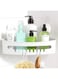 Luxear Corner Shower Shelf with Suction Cup, No Drilling Reusable, Large Wall Storage Basket for Bathroom/Bedroom/Kitchen, White, 8 kg