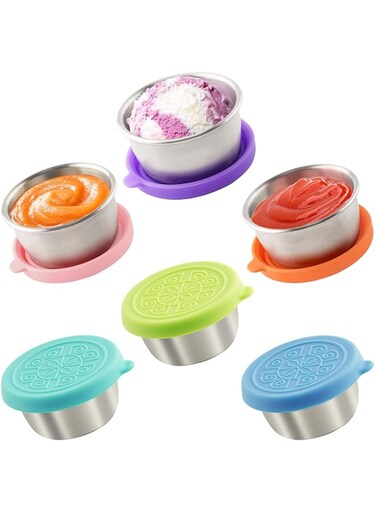 CENXI Salad dressing container with lid, Baby food container, small leakproof reusable stainless salad dressing container for lunch boxes, sauce containers, picnic, travel meal and kitchen storage