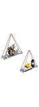 BPA Rustic Set of 2 Wooden Floating Shelves with String &ndash; Farmhouse Hanging Shelves for Living Room Wall &ndash; Small Kitchen Shelves with Rope &ndash; 17&rdquo;x5.2&rdquo; &ndash; Distressed, Rustic Blue Color