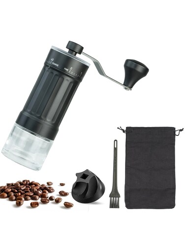 Coffee Grinder - Adjustable External Grind Settings, Ceramic Burr for Espresso to French Press, Portable Hand Crank Mill for Precision Brewing, Travel &amp; Camping