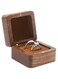Oasisgalore Wooden Ring Box for Wedding Ceremony 2 Slots,Small Square Solid Wood Double Ring Holder Case Box,Vintage Ring Bearer Box for Engagement Proposal,Rustic Jewelry Gift Storage Box-Brown
