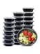 [10 Pack] Compartment Round Black Base with Lids Food Storage Container(32 oz) RO 32   Disposable Food Container   Meal Preparation Containers   Lunch Boxes Microwave   Freezer Safe (1 - Compartment)