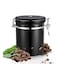 Stainless Steel Airtight Canister Coffee Bean Canister Black 21x9x9cm