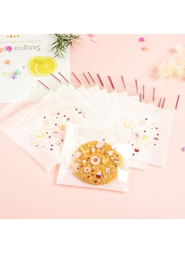 BIGTHREE Self-Adhesive Candy Bag, Cartoon Self-Adhesive Bag, OPP Plastic Bags, 7CM*7CM Sealed Gift Bags, Each Set of 100, Suitable for Children's Parties to Pack Candy or Dessert and Pack Diy Gifts.