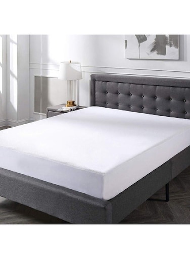 Waterproof Twin Size Cotton-Blend Mattress Protector &acirc;&euro;&ldquo; White, 120 x 200 x 30 cm