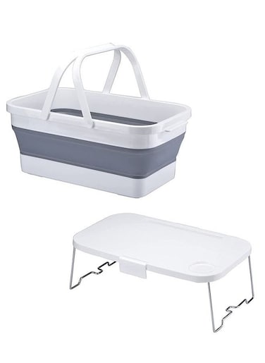 Picnic Basket with Lid，Collapsible Picnic Basket with Handles &amp; Lid as Stand Up Table - Foldable， 3-in-1 Rectangle Bucket for Picnics, Camping, Travelling and Road Trips