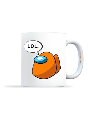 Among Us Lol Printed Coffee Mug White/Black/Orange