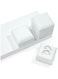 Velvet Ring Box Double Slots Gift for Proposals, Engagement and Wedding Band Photographs - Square Jewelry Ring Boxes (white)