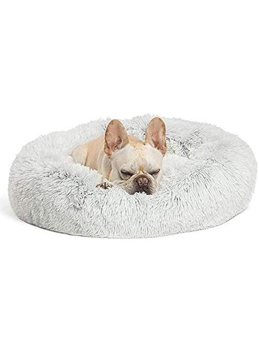 Lovlifer Marshmallow Cat Bed, Thicken Warm Round Comfortable Pet Bed for Puppy Dog Teddy Cat Non-slip Bottom Pet Lounger Washable Wool Cat Bed (light gray 60CM)