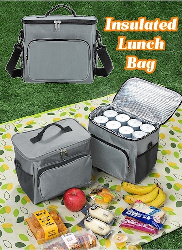 Insulated Lunch Bag - Large Capacity - Leakproof Cooler Bag with Adjustable Shoulder Strap - Reusable Lunch Box for Student, Men, Women, Outdoor, Office, Picnic