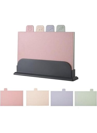 Cutting Boards Set for Kitchen,Household cutting board Colour Coded PP Cutting Board with Holder Chopping Board Set of 4 Non Slip Preventing Cross-Contamination Cutting Board Set