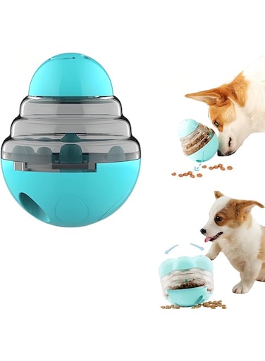 Tazweeq Dog Toy Ball Food Tumbler Dispenser, Adjustable Slow Feeder for Small and Medium Dogs