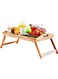 ECVV Showay Breakfast in Bed Tray Table with Legs Organic Bamboo Food Lap Trays for Eating Bed, Wood, 8541991955