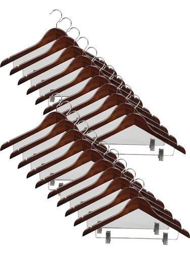 Pack of 20 High Quality Wooden Suit and Pants Rack with Shoulder Notches Hangers