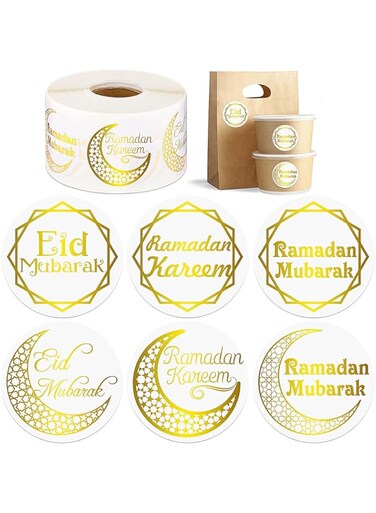 Nezyo 600 Pieces Ramadan Stickers Eid Mubarak Stickers Ramadan Kareem Stickers Ramadan Kareem Labels for Eid Party Decorations Ramadan Party Supplies