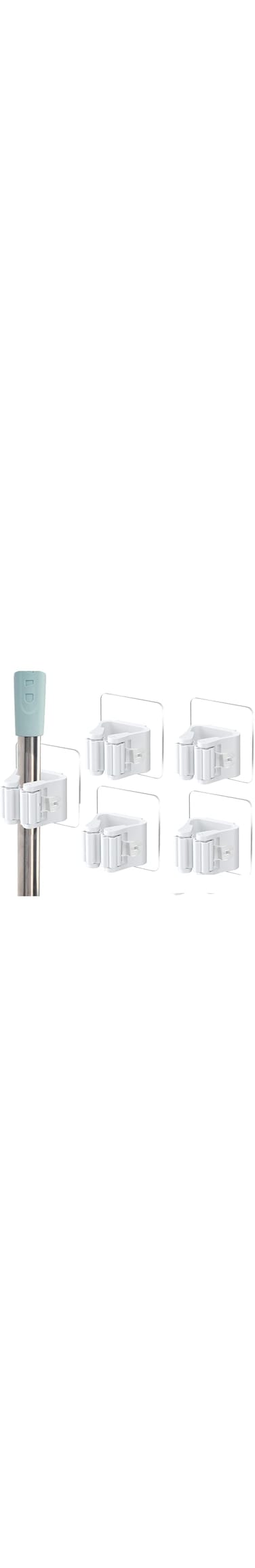 4 Pack Broom Holder Wall Mount Anti-Slip Broom Holder Mop Hanger Organization Heavy Duty Garage Storage System Garden Laundry Kitchen Tool Organizer General Purpose Storage Rack (Grey)