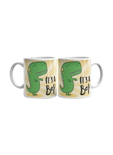 Qeen Printed Ceramic Mug Beige/Green/White